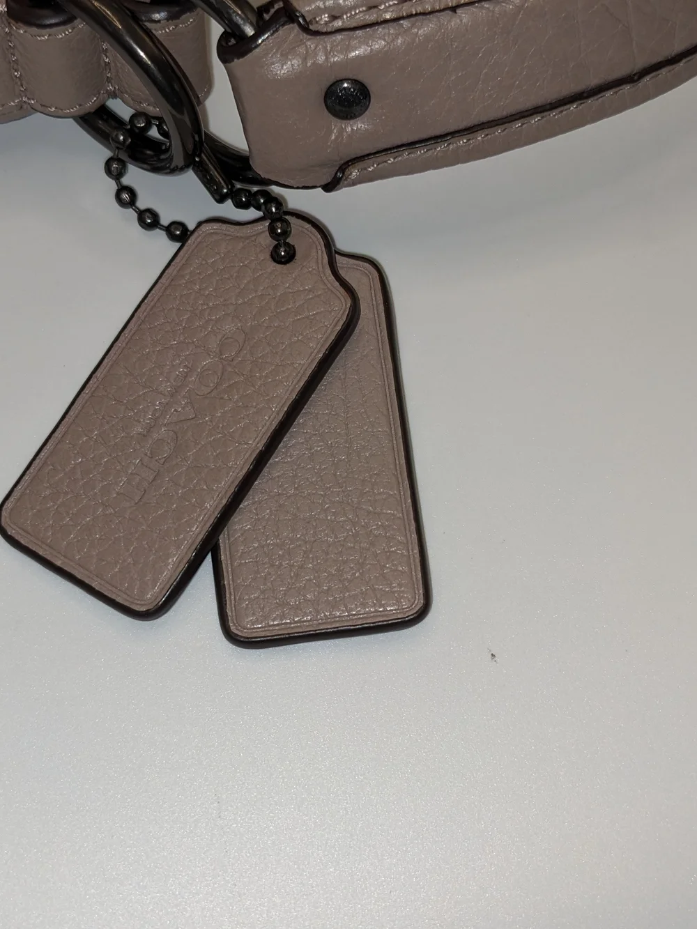 Coach Pebbled Leather Drawstring Bucket Shoulder Bag – Taupe